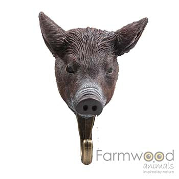 Hook'd! Kapstokhaak Wild Zwijn – Decoratieve Wandhaak met Dierenkop | 12 cm