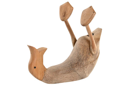 Houten Wijnfleshouder Eend - Naturel - 35 x 10 x 27 cm