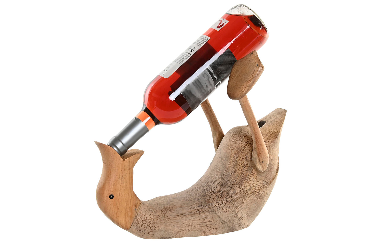 Houten Wijnfleshouder Eend - Naturel - 35 x 10 x 27 cm