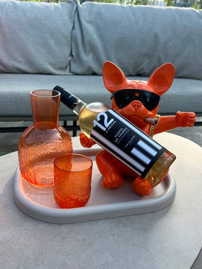 Gangster Bulldog Wijnfleshouder Oranje – Polyresin – 25 cm