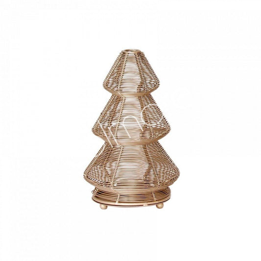 Champagnekleurig kerstboom windlicht van aluminium – Colmore – Ø15 x 21 cm