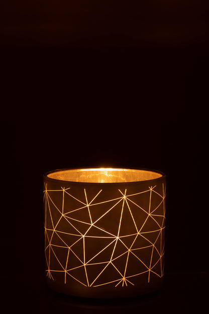 Waxinelichthouder Geometrisch Goud – Glas – 15 cm