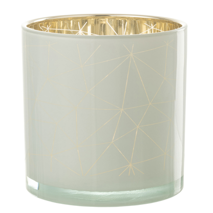 Moderne glazen waxinelichthouder met geometrisch goud design – luxe sfeerlicht van J-line