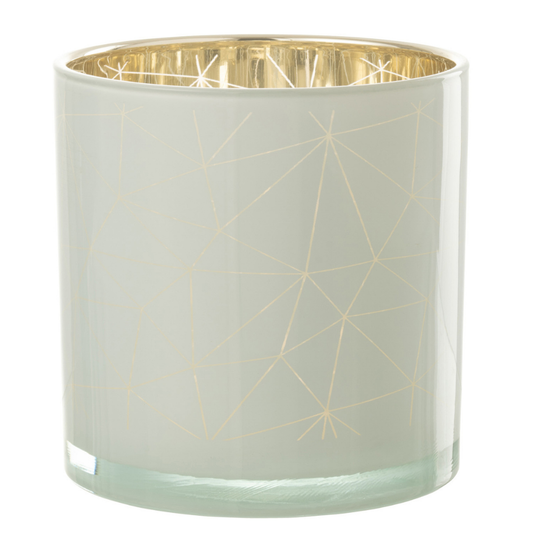 Moderne glazen waxinelichthouder met geometrisch goud design – luxe sfeerlicht van J-line