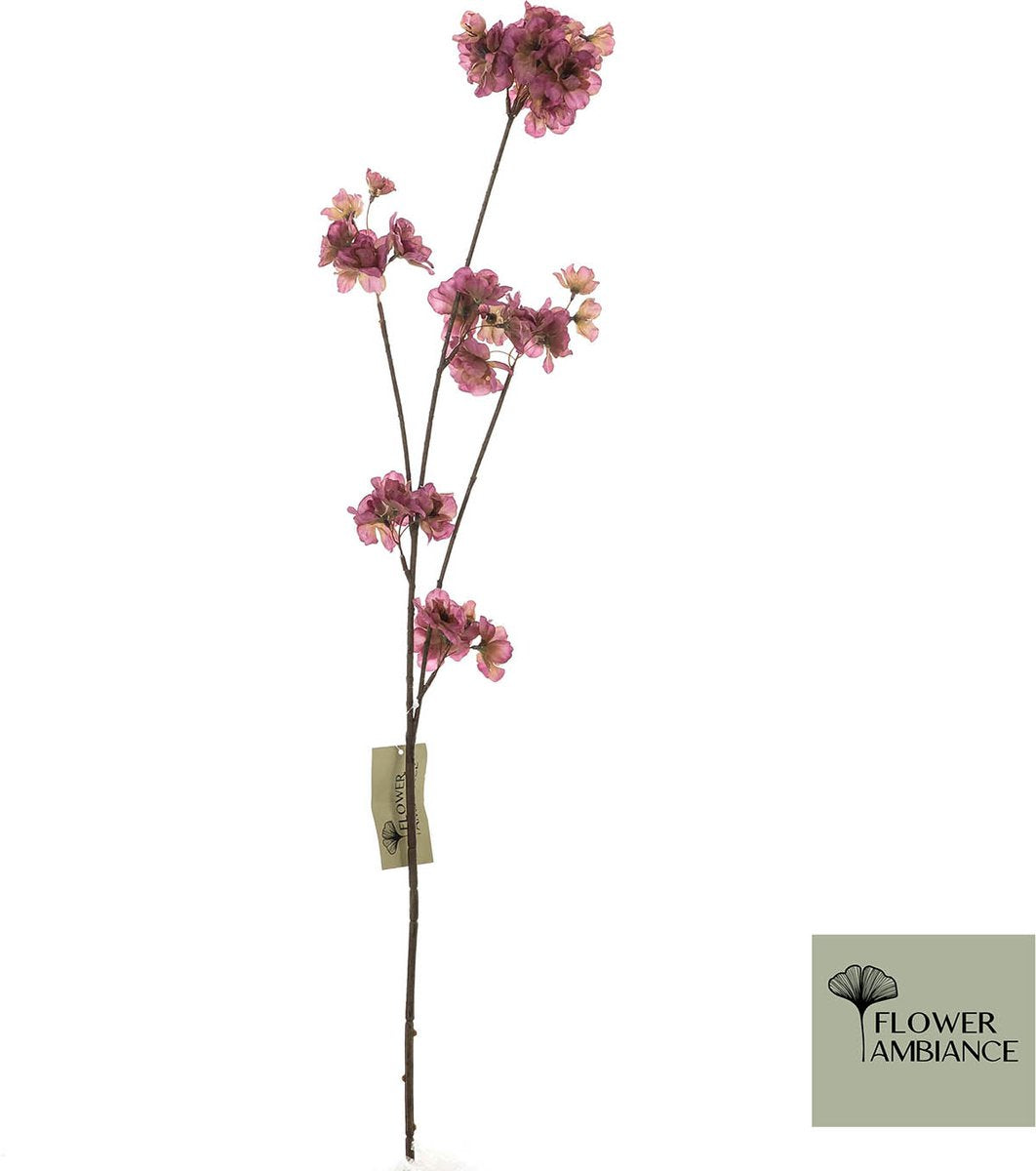 Prunus Malaga zijdenbloesem in diepe paars-vermilion tinten, 84 cm decoratieve tak voor vaas